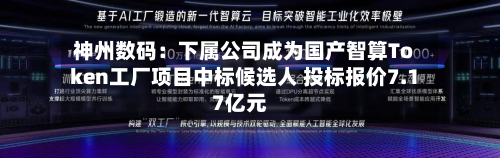 神州数码：下属公司成为国产智算Token工厂项目中标候选人 投标报价7.17亿元-第1张图片